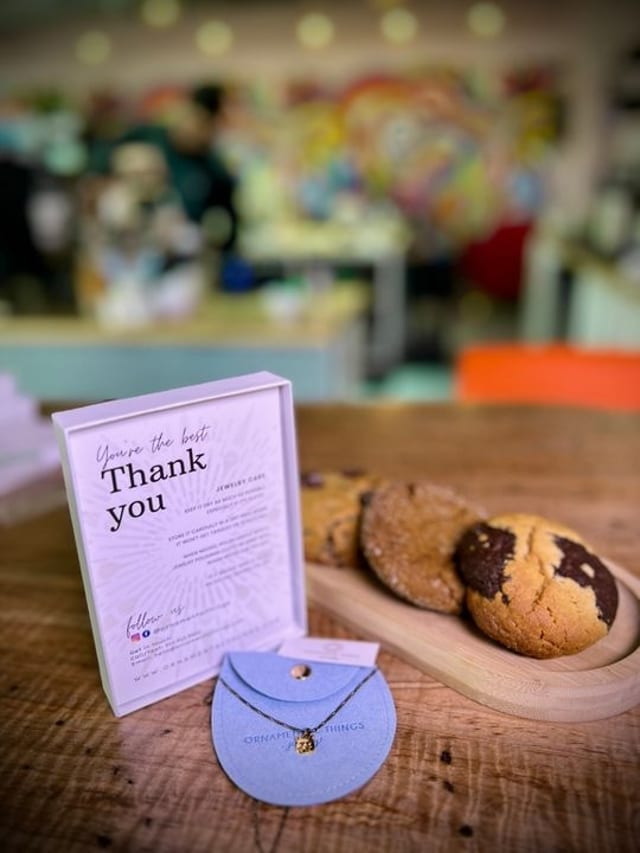 Kitty Cat Necklace And Cookies.