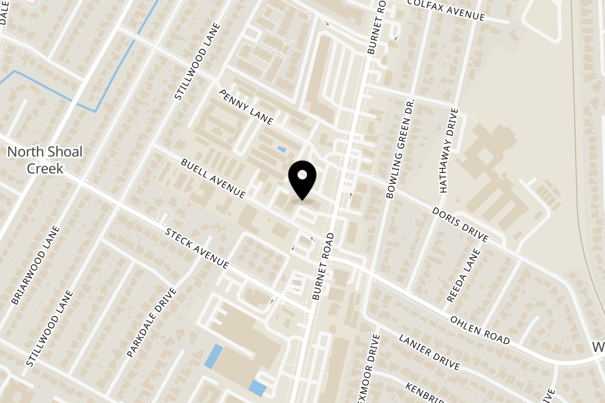 Map showing the location of Neon Belly Coffee™ on 8312 Burnet Rd Unit 101 in Austin